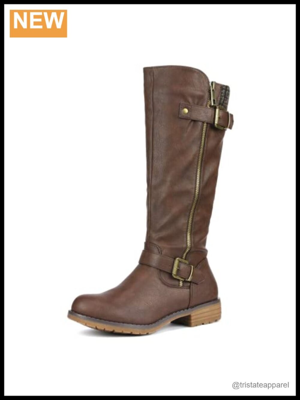 Women's Faux Leather Knee High Riding Boots Side Zipper Buckle